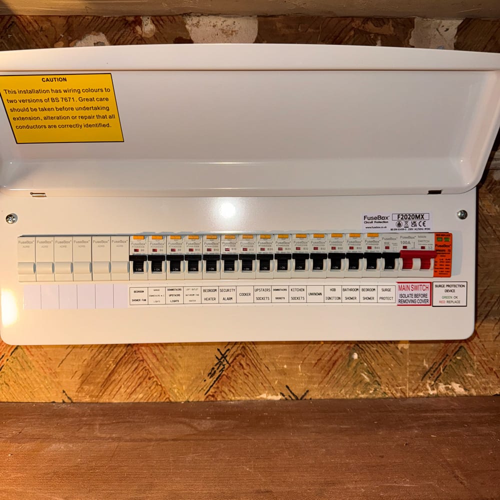 Completed consumer unit with cover